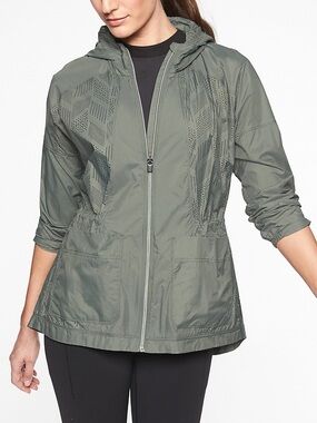 ATHLETA Lightweight Olive Hooded Jacket - Passport Jacket size S